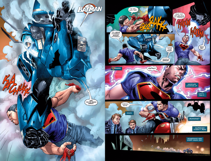 Illustration for article titled One Thing Not Changing at DC Comics: Batman Kicking Superman’s Ass